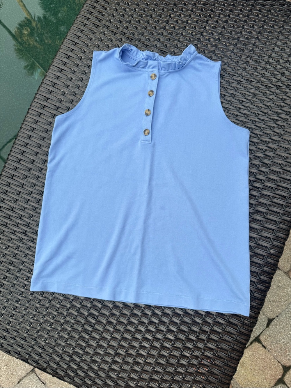 Ann Taylor Sleeveless Ruffle Top - Light Blue